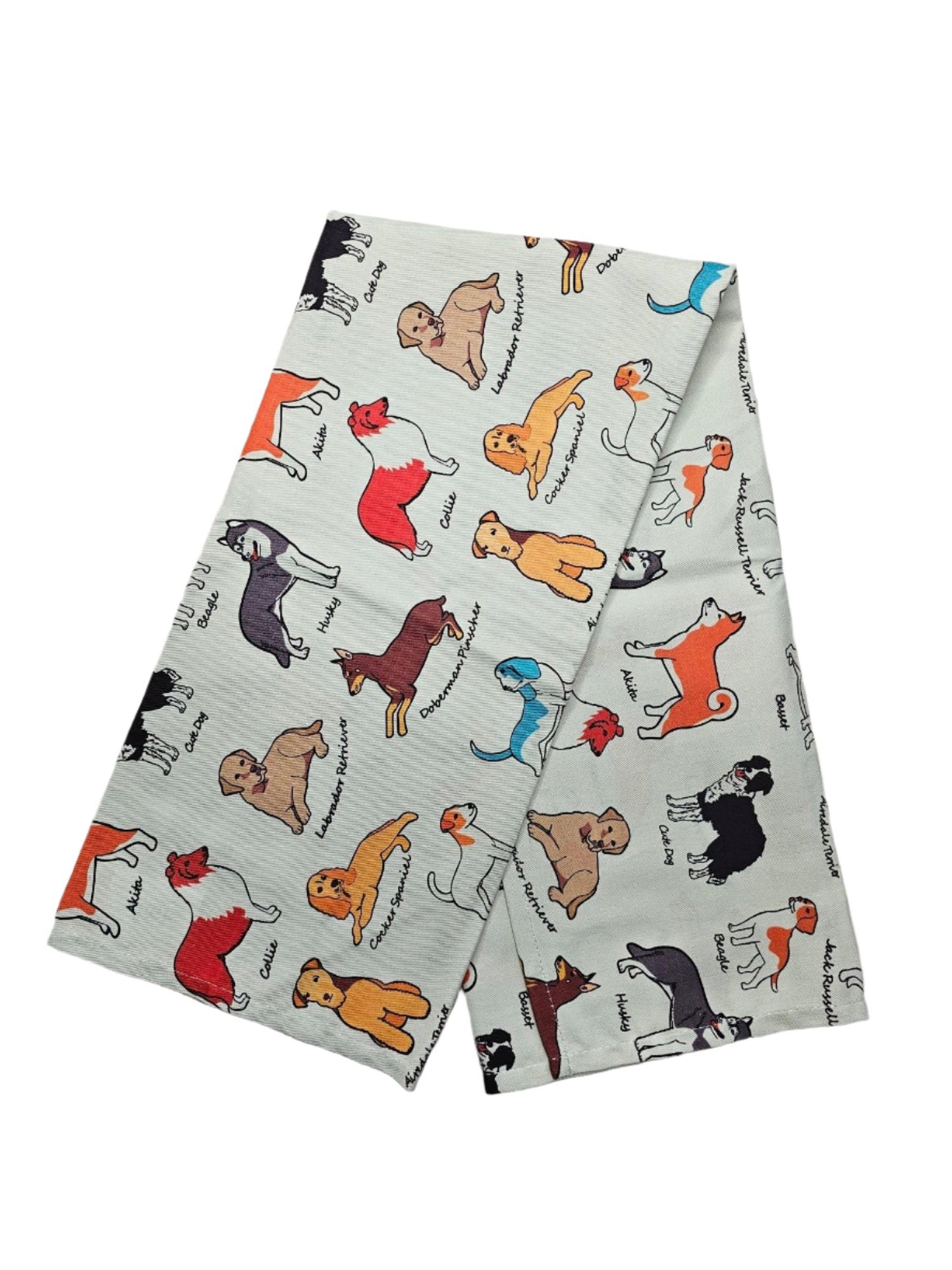 Tea Towel - Dogs with Names - Cream