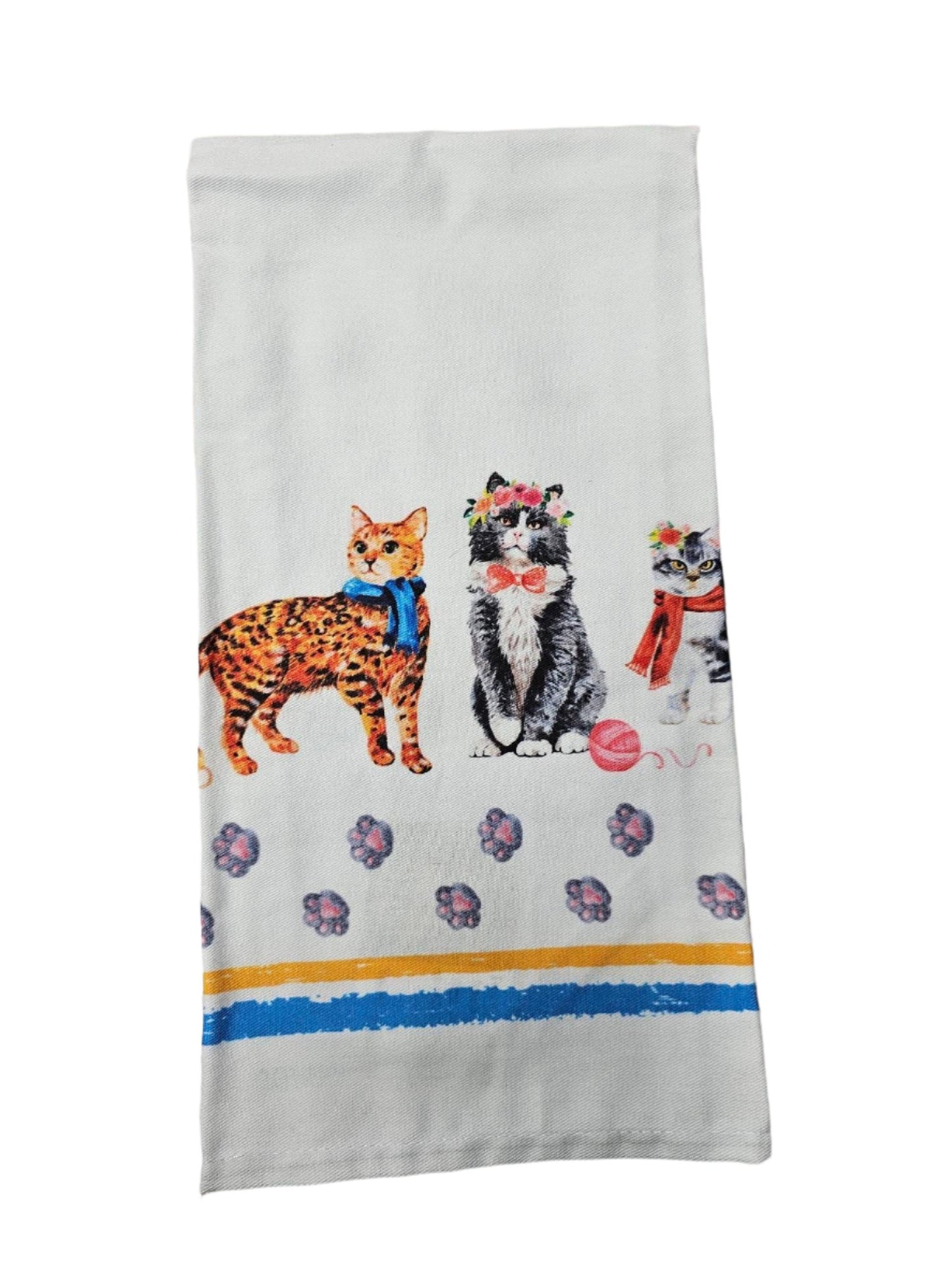 Tea Towel - Cats - Cream
