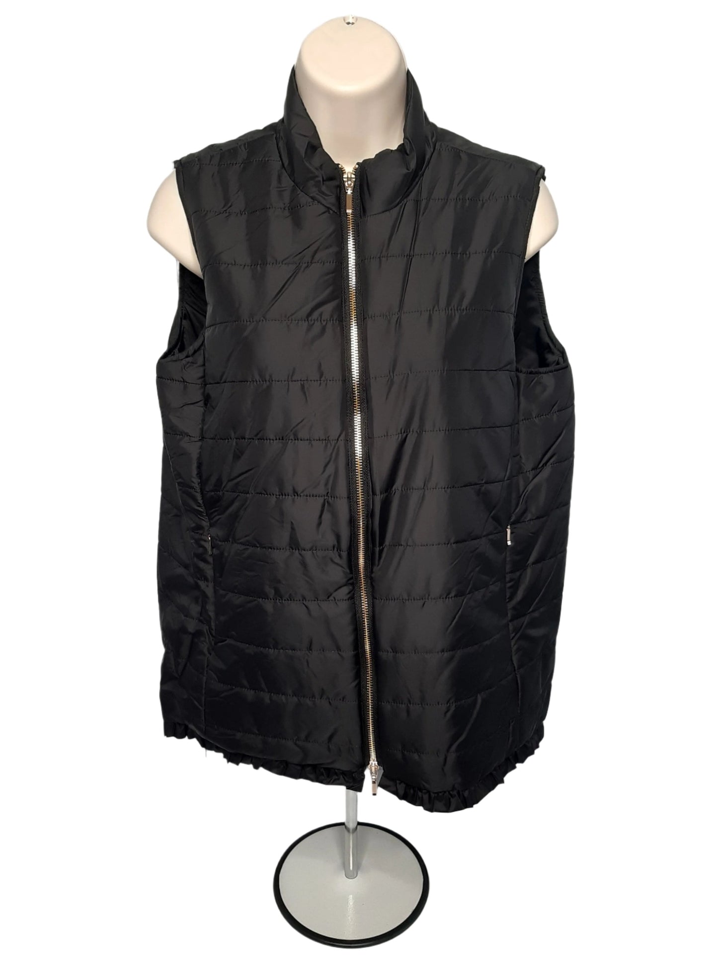 Vest-Black-Zipper Front-2Pocket-Women's-M14201vm
