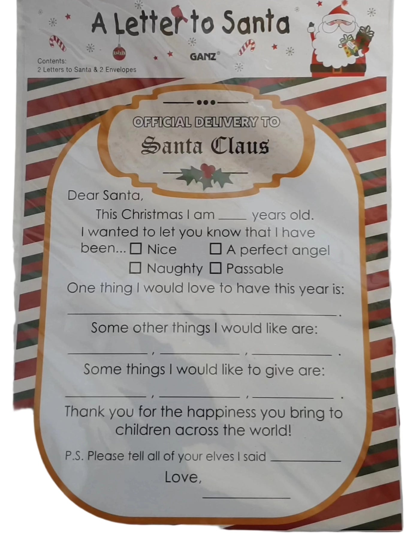 A Letter To Santa Christmas 2pk - Letter/Envelope