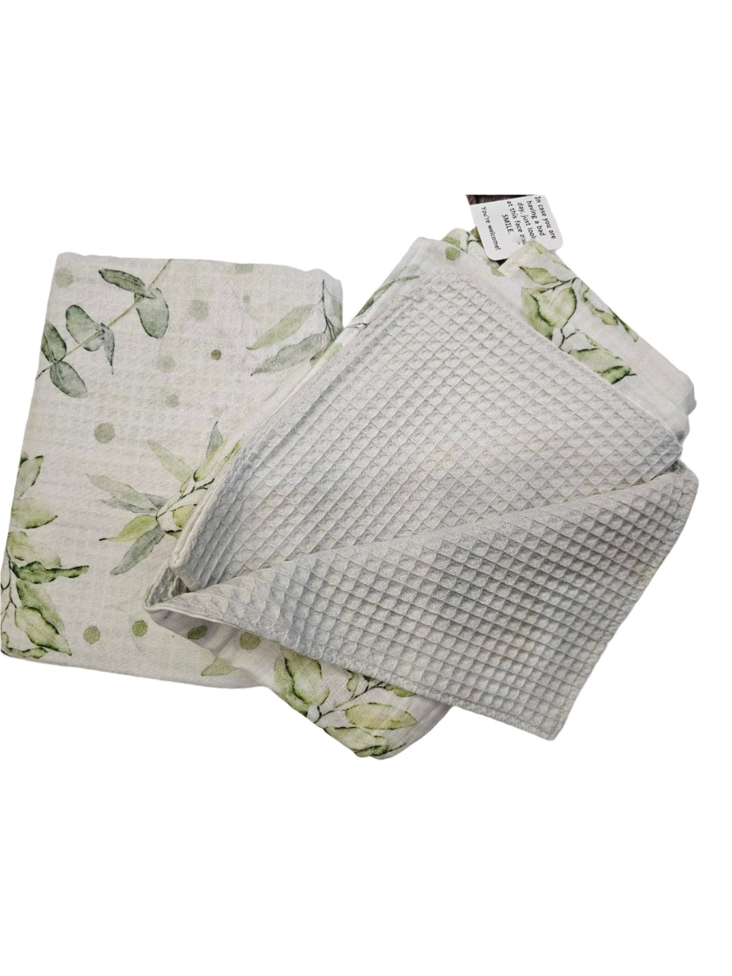 Baby Blanket - Muslin Waffle - Green Leaf