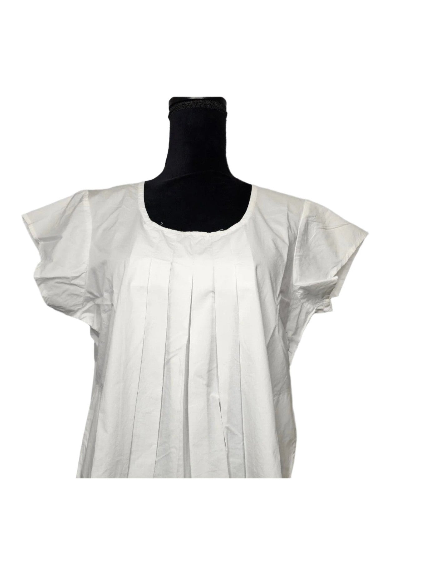 Top - White- pleated Front - Short Sleeve - Short top - daley -Womens - CV1092WHITE