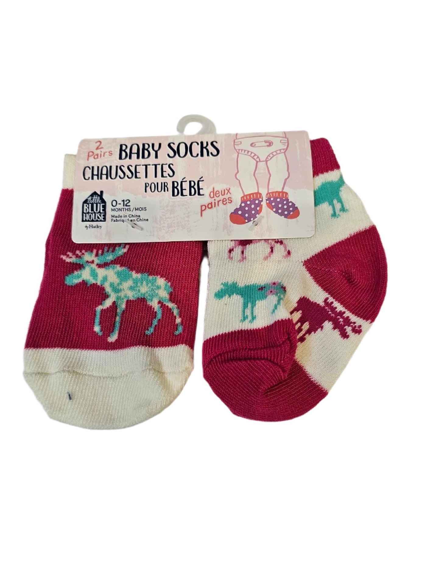 Children's Socks 0-12 month S06WIMO002 Moose Pink / Teal