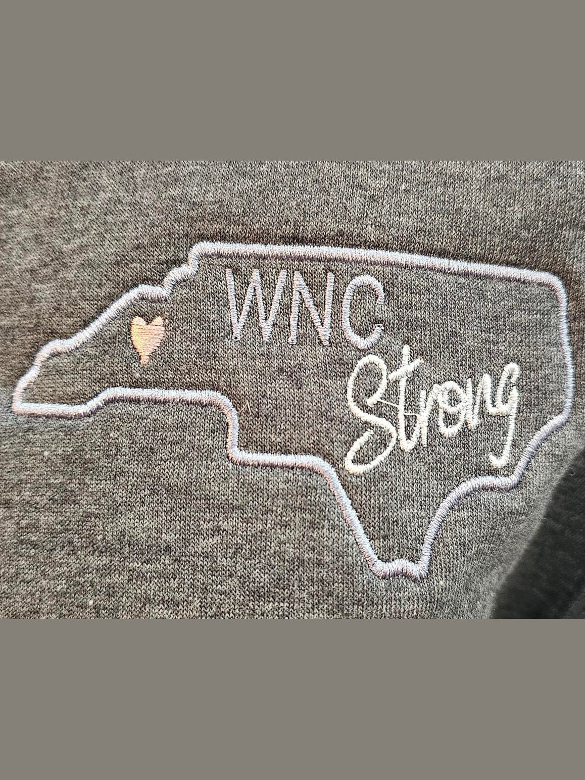 Sweatshirt WNC Logo Crewneck Embroidered Charcoal with logo on chest 3 color Embroidery