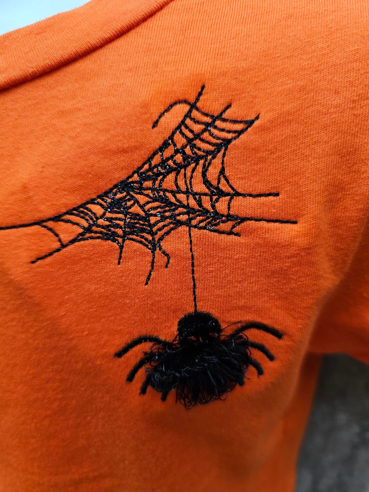 T Shirt Children Spiderweb with Fringe Fluffy Spider