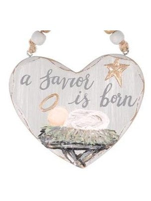 Christmas Ornament Wooden Heart Baby Jesus 2 Styles 2094186