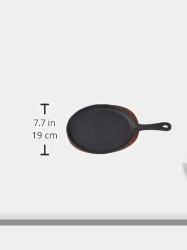 Skillet Cast Iron With Wooden Tray 7"x10" efajko1
