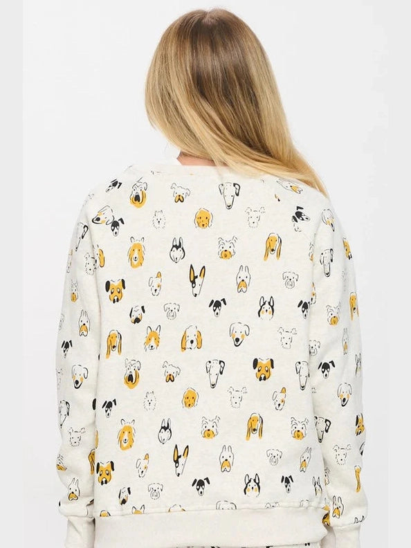 SM-Sweat Shirt Pullover Colorful Dog Heads Women's Sw247