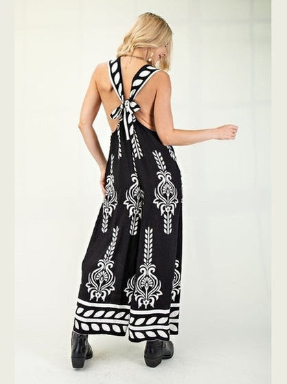 Jumpsuit with Adjustable Tie Black TG1539