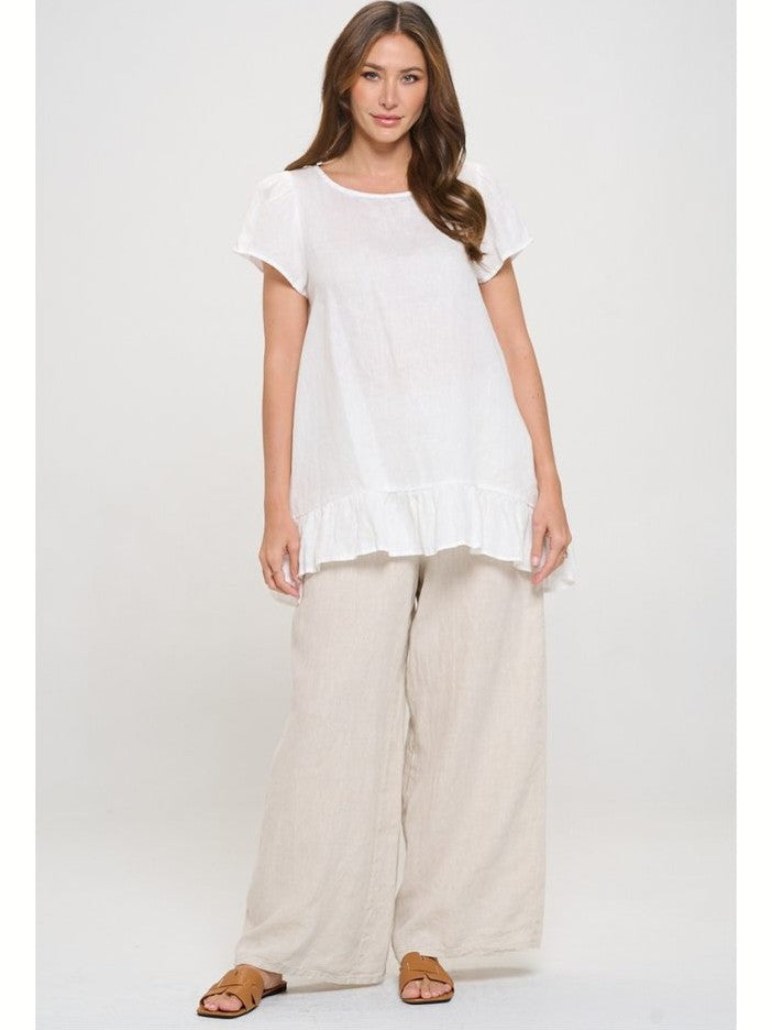 Top Cap Sleeve Ruffle Purple Women's Hlt950