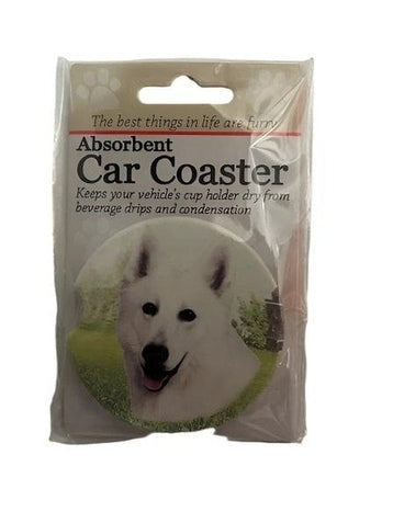 Car Coaster German Shepherd Dog White 231-75W