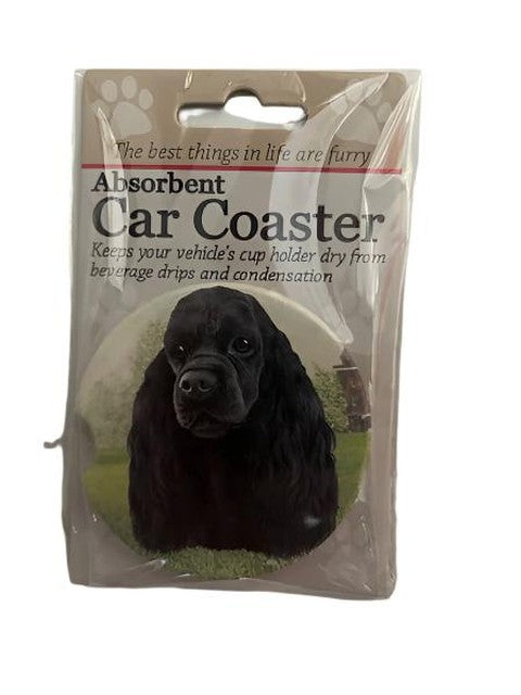 Car Coaster Cocker Spaniel Dog Black 231 - 78C