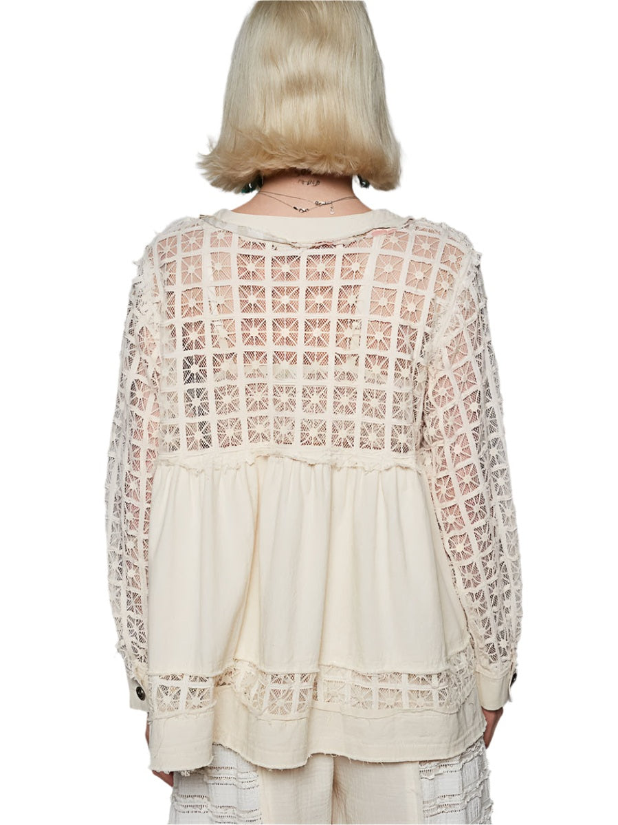 Jacket Long Sleeve Button Down Twill Oatmeal GWT360