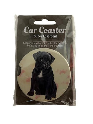 Car Coaster Black Pug Dog 233 - 32