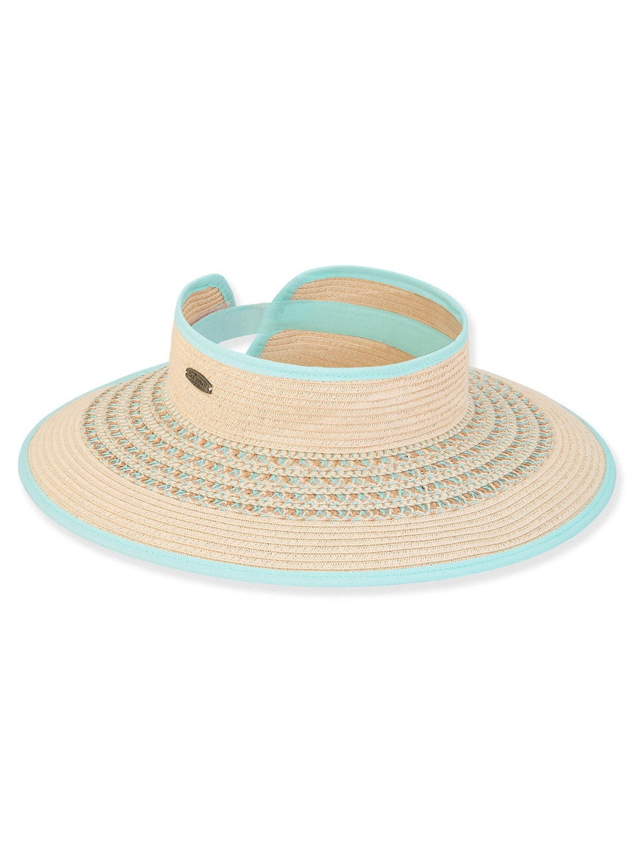 Visor - Sun Shade-Light Green-Paperbraid-Roll Up-Women's-Hcj401A