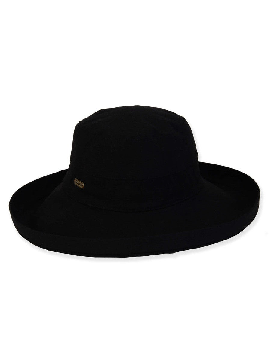 Hat - Black-Linen Upbrim 3.5'-Women's-HH3169B