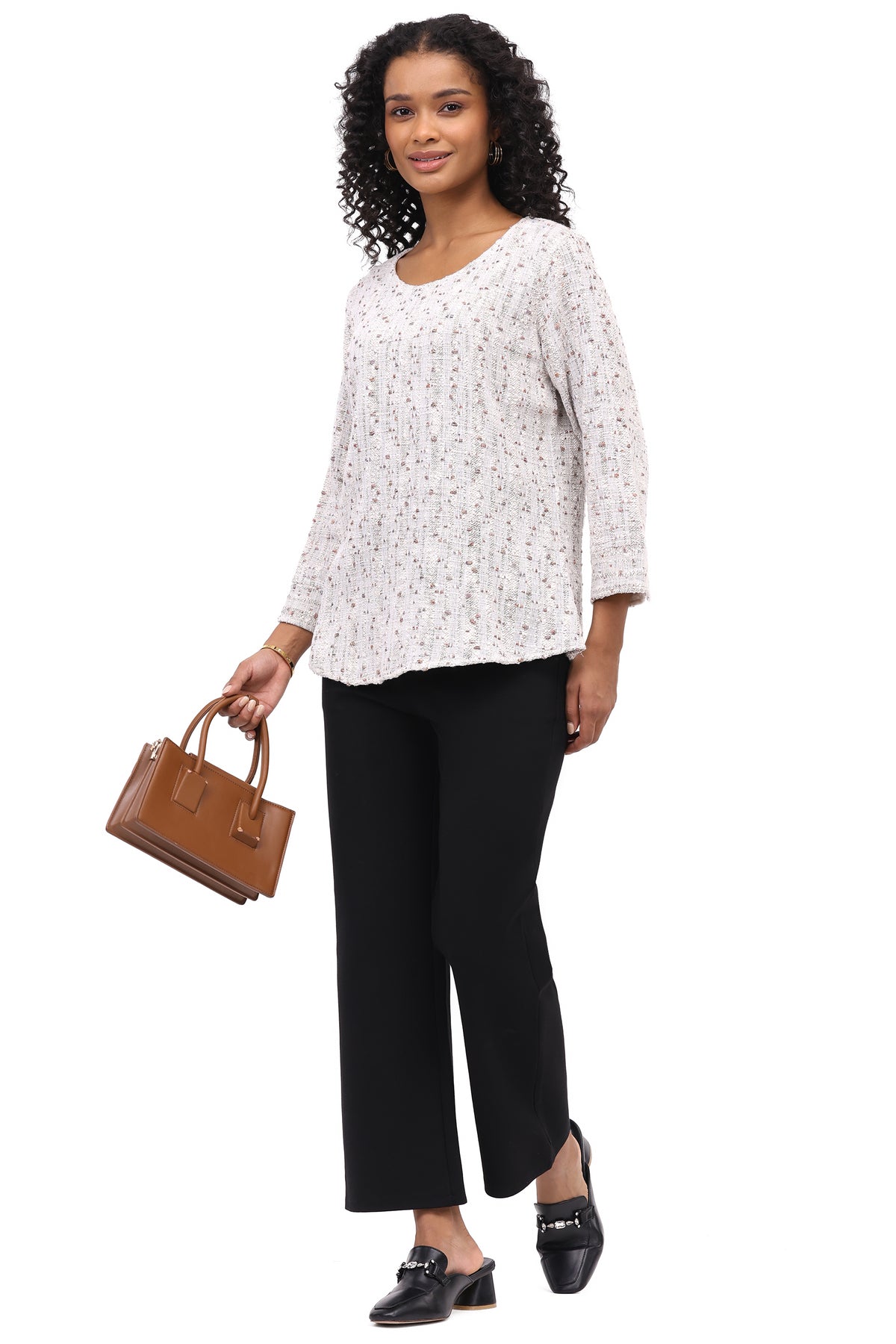 Shirt Pullover Trixie Mixed White 3/4 Sleeve Women's 26F586C