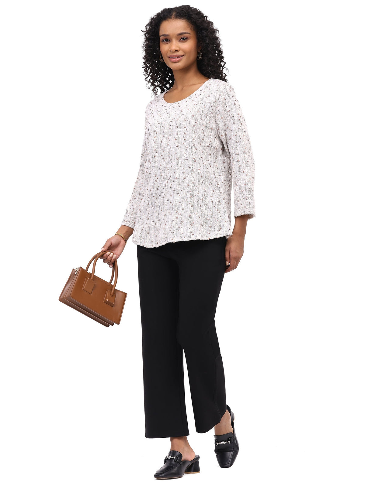 Shirt Pullover Trixie Mixed White 3/4 Sleeve Women's 26F586C