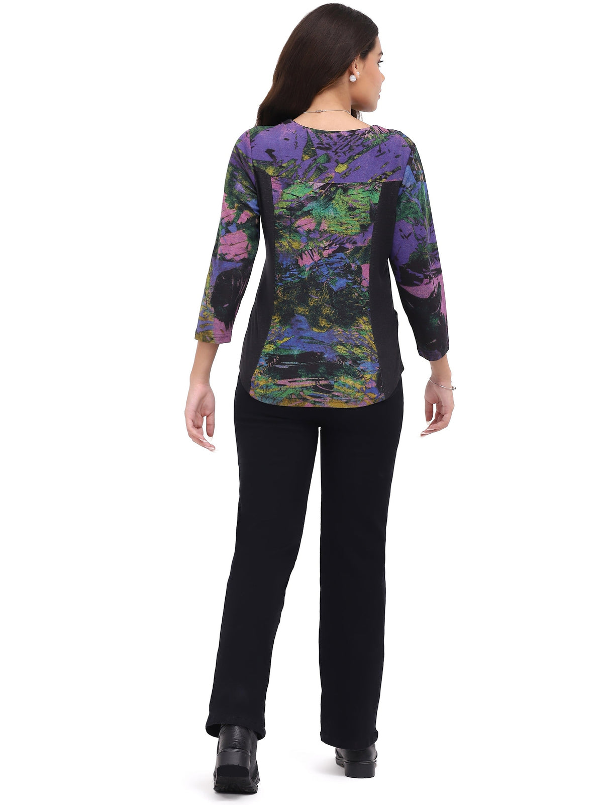 Shirt Pullover Button Accent Kendra Black/Blue Women's 26W209C6