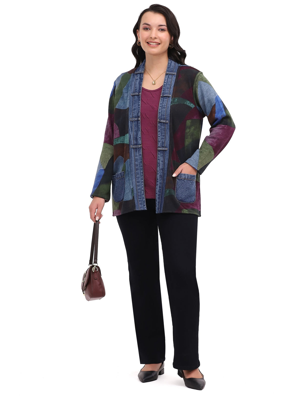 Jacket Reversible Kacey Open Front Black/Blue/Green Women's 26W2255E26