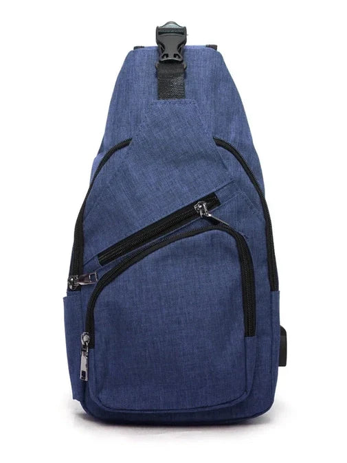 blue anti-theft backpack with usb charger and laptop space Nupouch Anti Theft Day Pack - Large