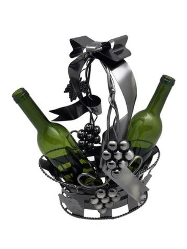 Bottle Holder 16x11.5" 2 Bottle Basket Metal Zb2050