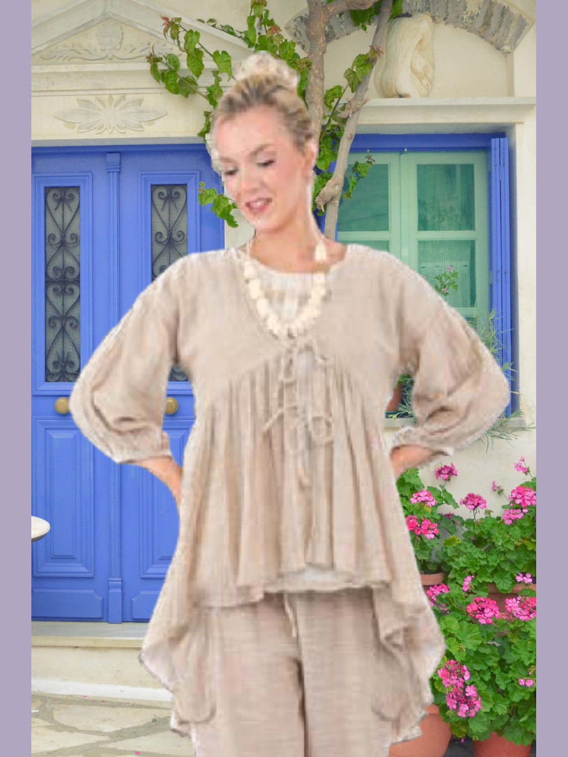 Jacket Hi/Lo With Ties Natural PL-H38T