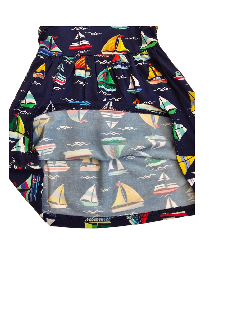Dress String Tie Happy Sailing Soft Bamboo Navy with colors Toddler