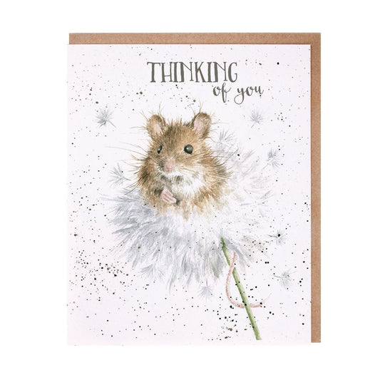 Card - AOC023   Thinking of you - Mouse on Dandelion - 