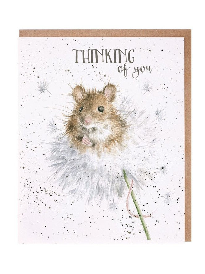 Card AOC023 Thinking of you Mouse on Dandelion