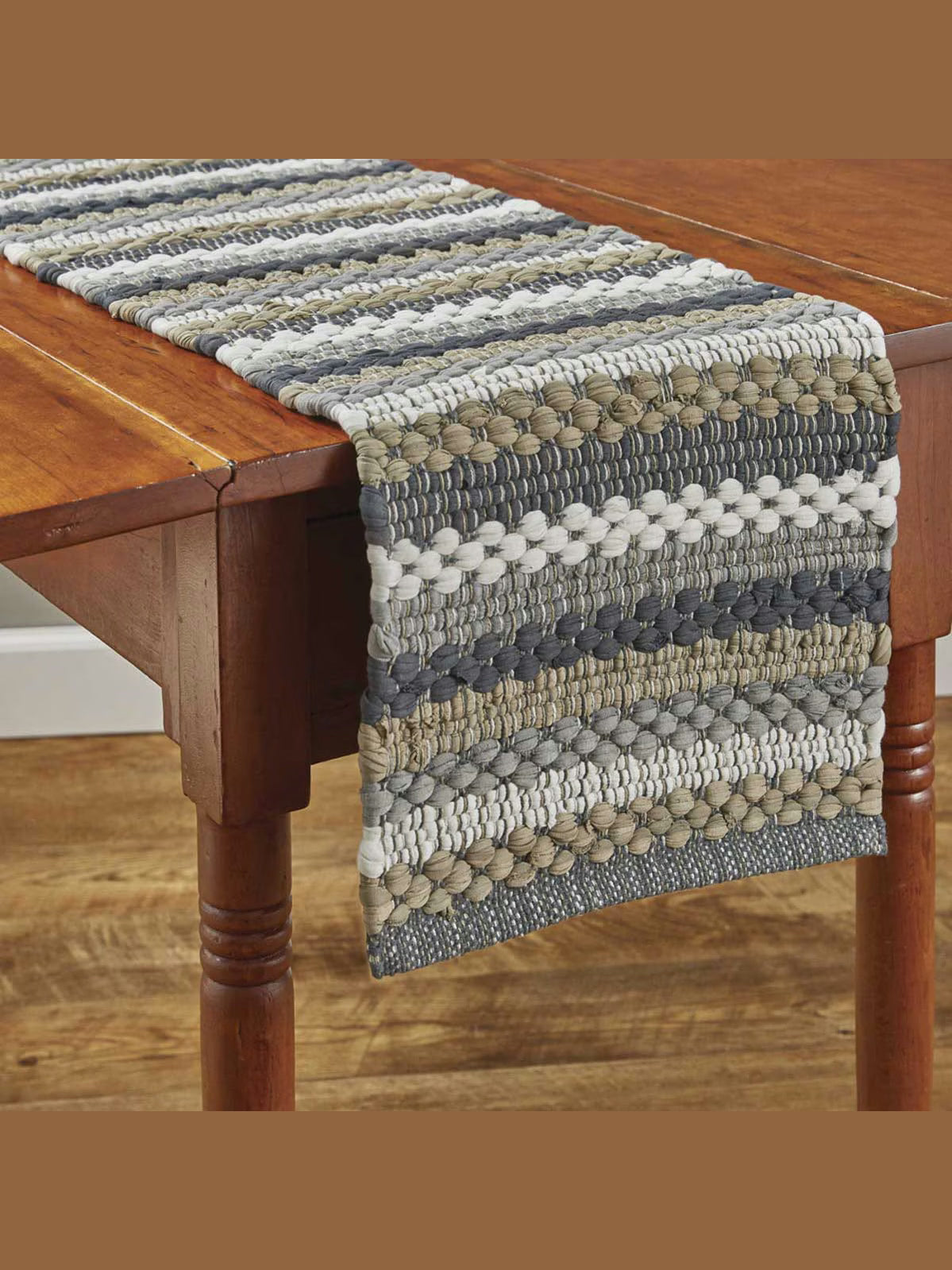 Park Designs-Table Runner Black/Beige/White Hartwick Chindi Table 13x54" 302-13x