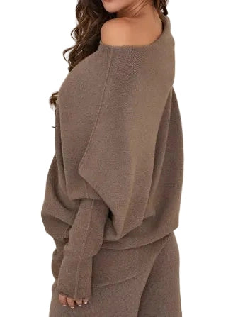 Sweater Asymmetrical Dark Mocha Knit Ultra Soft 330105