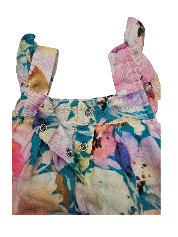 Dress Tropical Teal - %100 Gauze / Cotton - Greens, Blues, Pinks, Purples - Toddler - TROTEA240