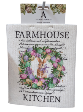 Swedish Dish Cloth - Farmhouse Easter Bunny Purple