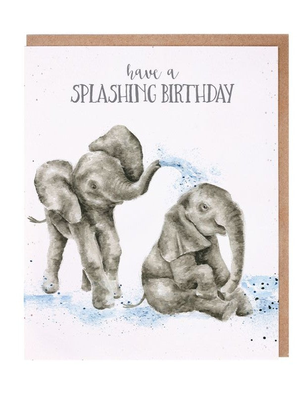 Card - AOC157 Have a Splashing Birthday - Elephants
