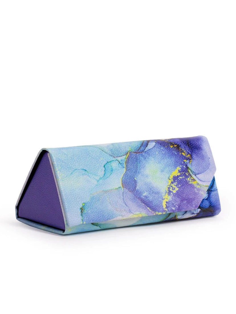 Eye Glass Case Vegan Leather Blue Marble 42014