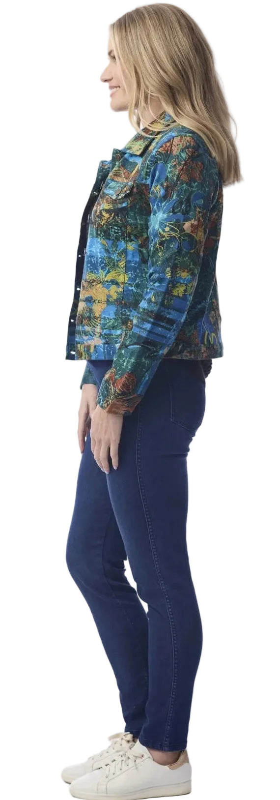 Jacket Batik Floral Button Front Long Sleeve 2 Pocket 23145