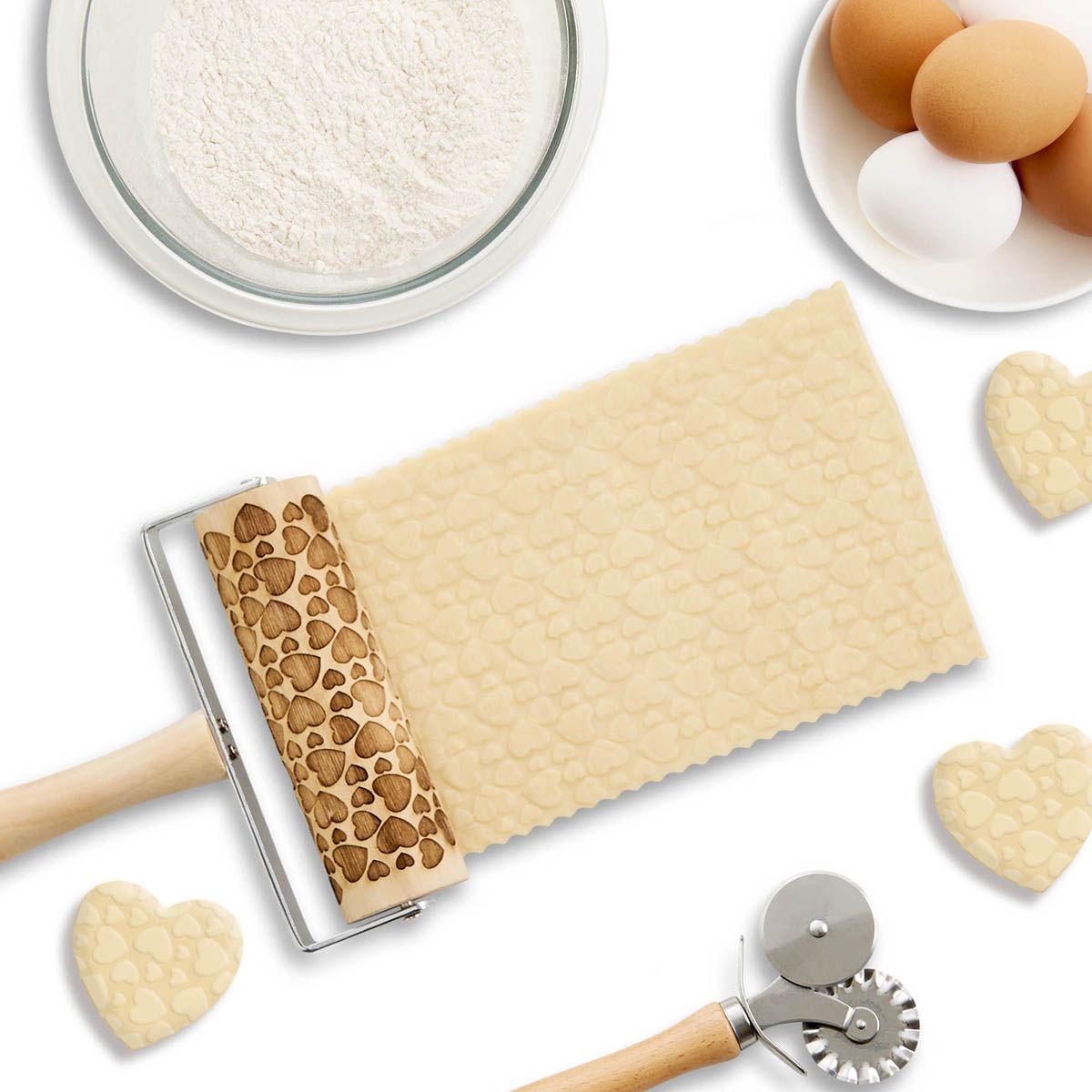 Rolling Pin Mini Hearts Design 6" 43926