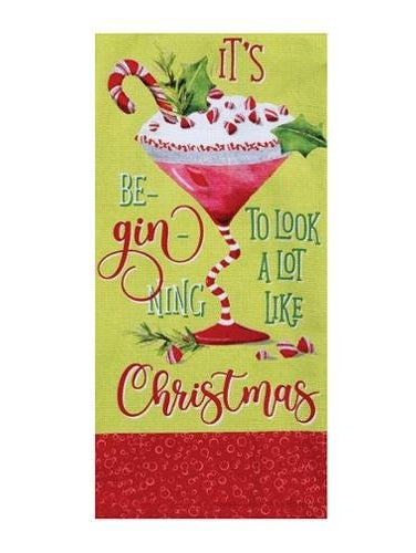 Kay Dee-Tea Towel Candy Cane Christmas Gin Dual Purpose Towel H6883