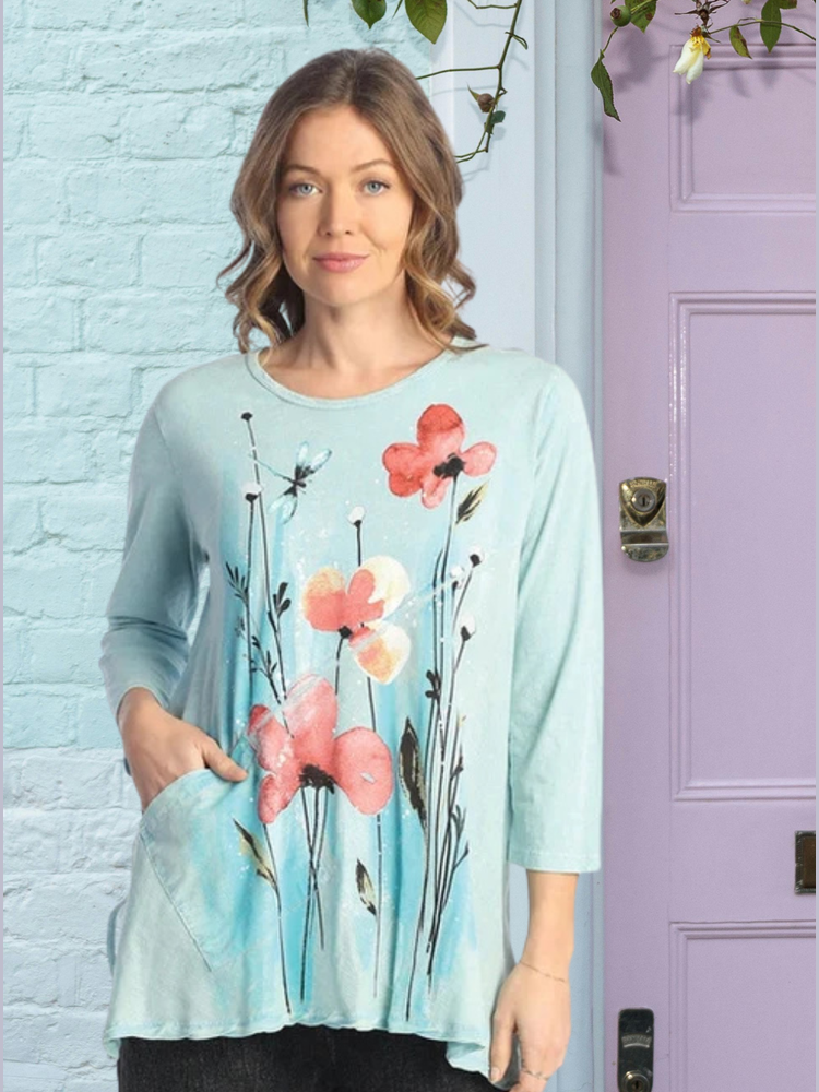 M62-1828 - Mint Graceful Mineral Slub Tunic