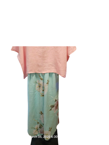 Pants Plazzo Floral Aqua 144A