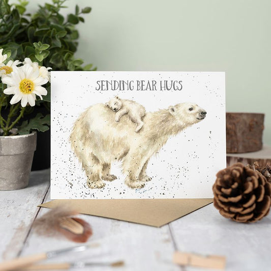 Card - AOC148  Sending Bear Hugs  Polar Bear And Baby 