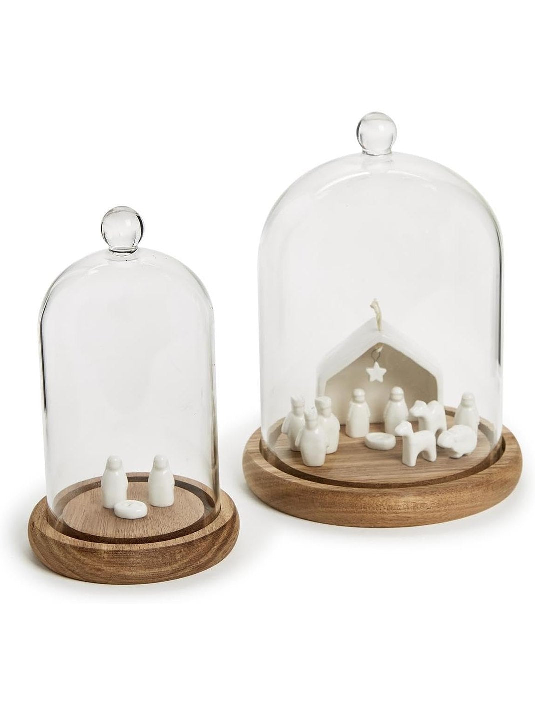 Two's Company- Glass Cloche With Ball Handle And Wooden Base Small 54737-2