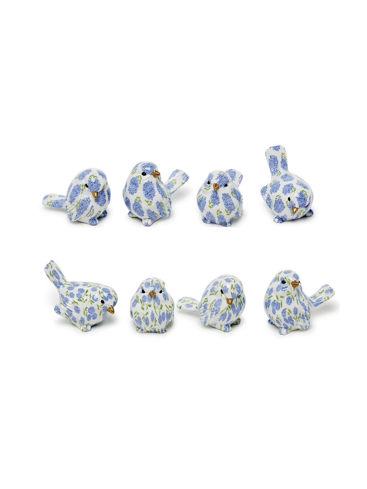 Blue Hydrangea Bird Chinoiserie Resin 1.5" 54982-97