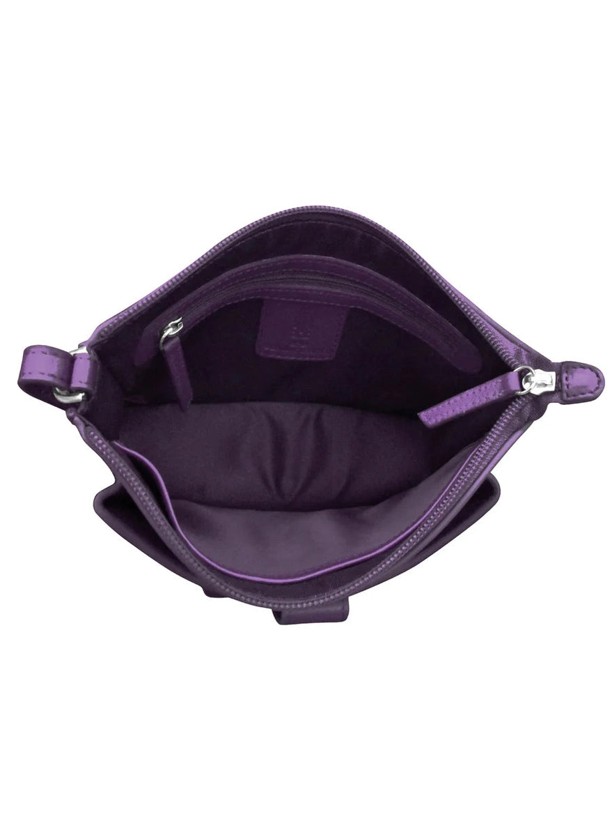 Handbag Front Pocket Phone Bag Purple Leather RFID Blocking 6046