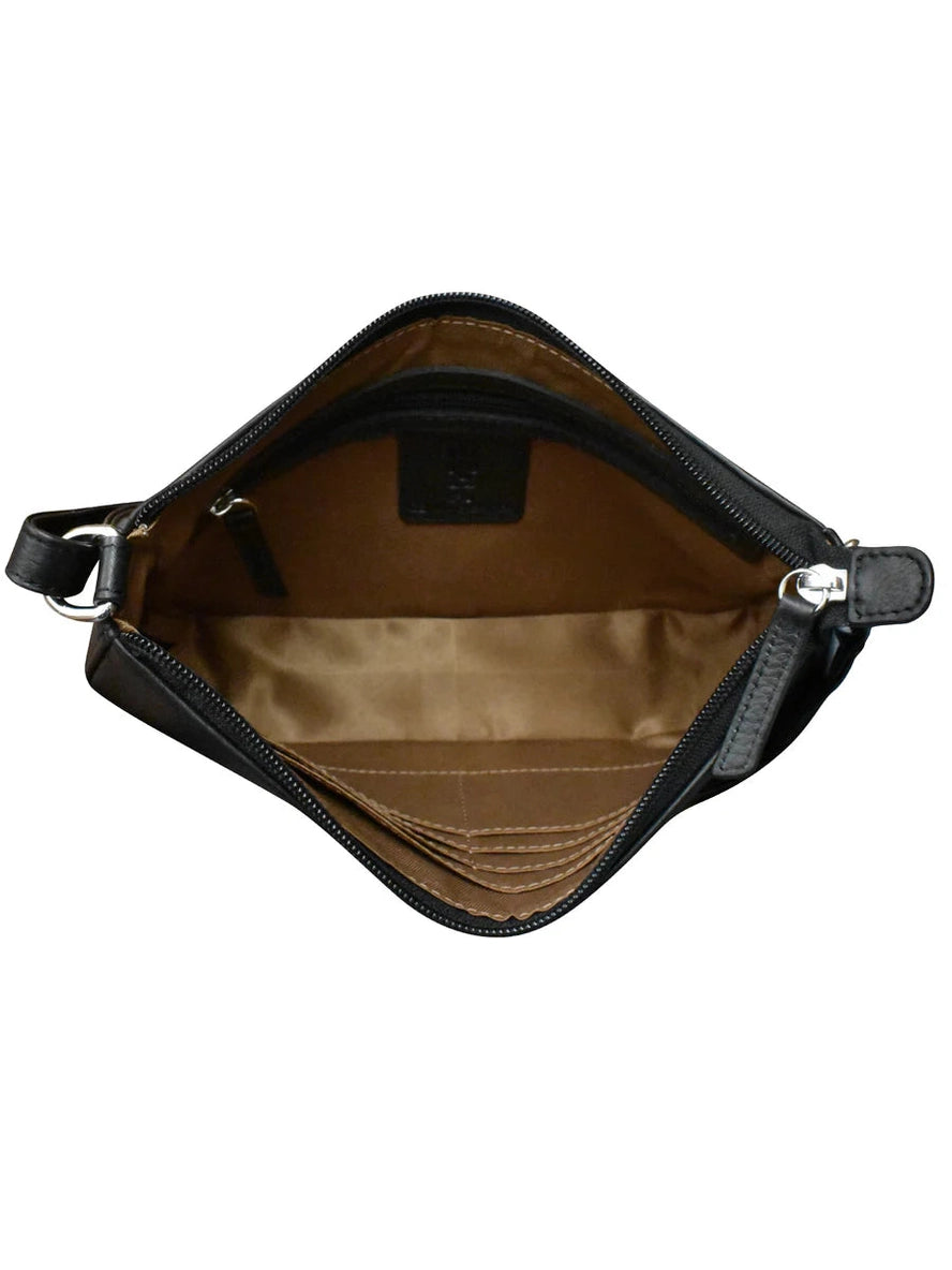 Handbag Classic Crossbody Black Leather RFID Blocking 6067