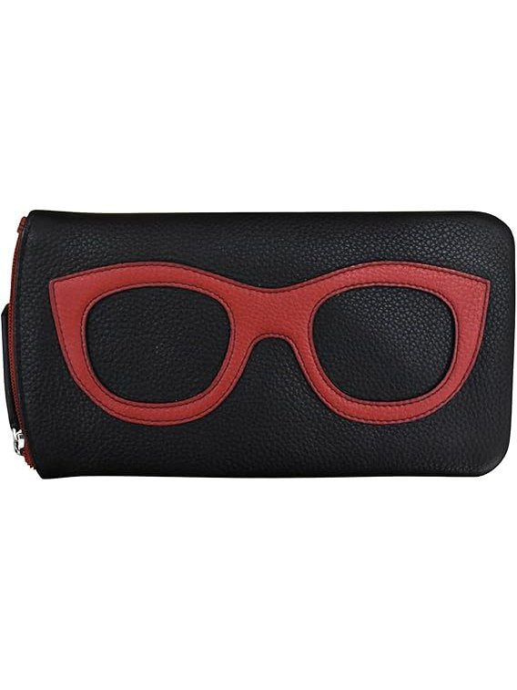 Eye Glass Case Leather Black/Indian Pink 6462