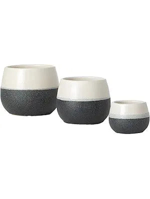 Planter Ceramic 3 Sizes White/Grey Farm House Cm2971