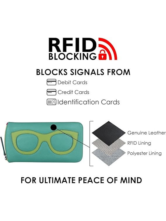 Eye Glass Case Leather Turquoise/Pear 6462