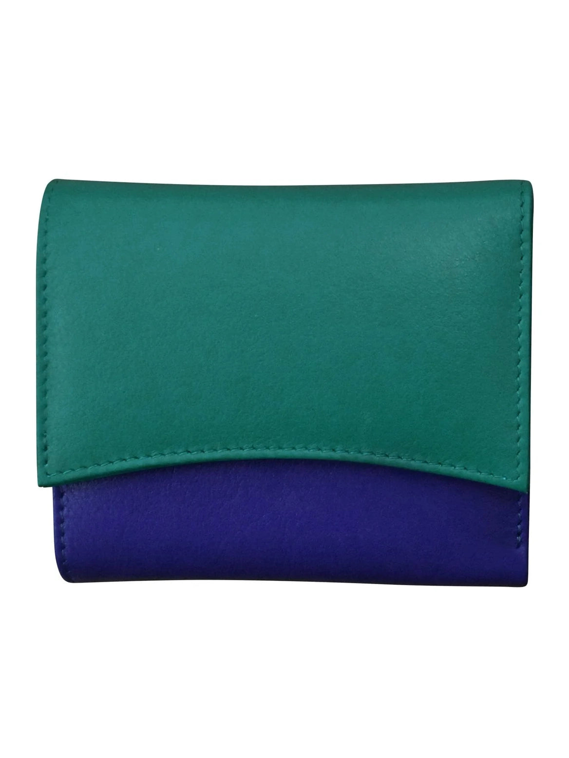 Wallet Tri Fold Aqua/Cobalt Arch Flap 2 Tone Rfid Protected 6233